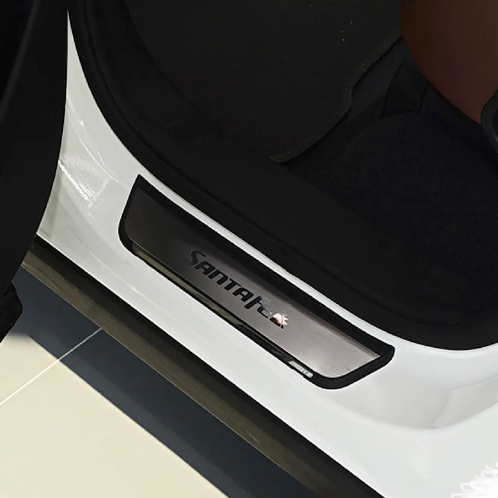 Накладки на пороги для Hyundai Santa Fe 2012-2018 Нержавіюча сталь із загином та Логотипом 4 шт (Premium P-HY20) - фото 4