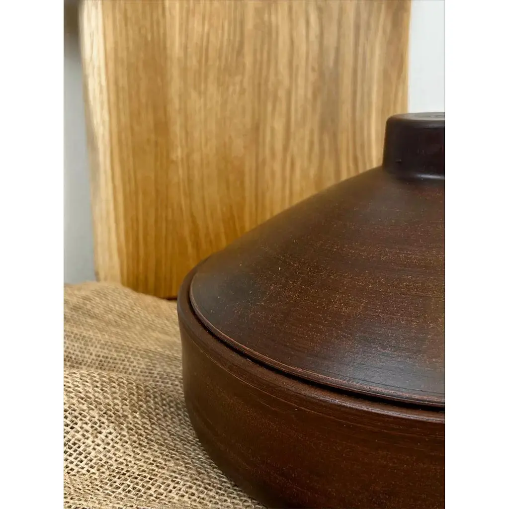 Сковорода 3 літри керамічна (глиняна) з кришкою гладка - фото 5