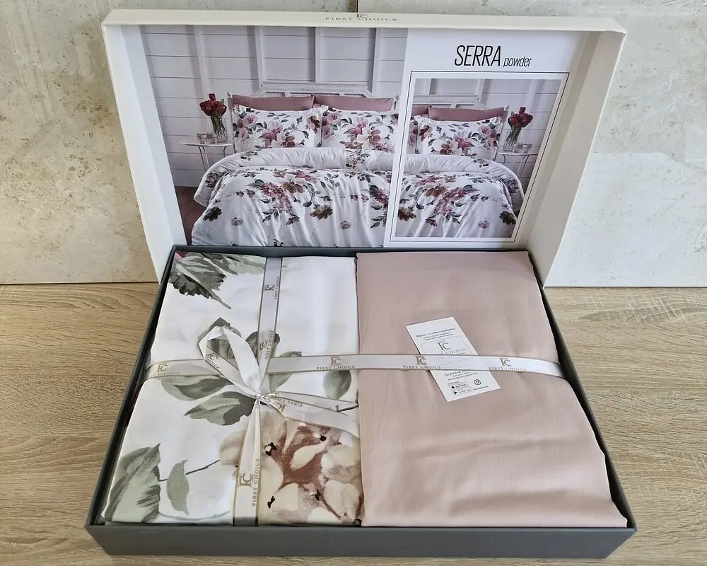 Турецька постільна білизна First Choice Cotton Satin Serra powder євро - фото 2