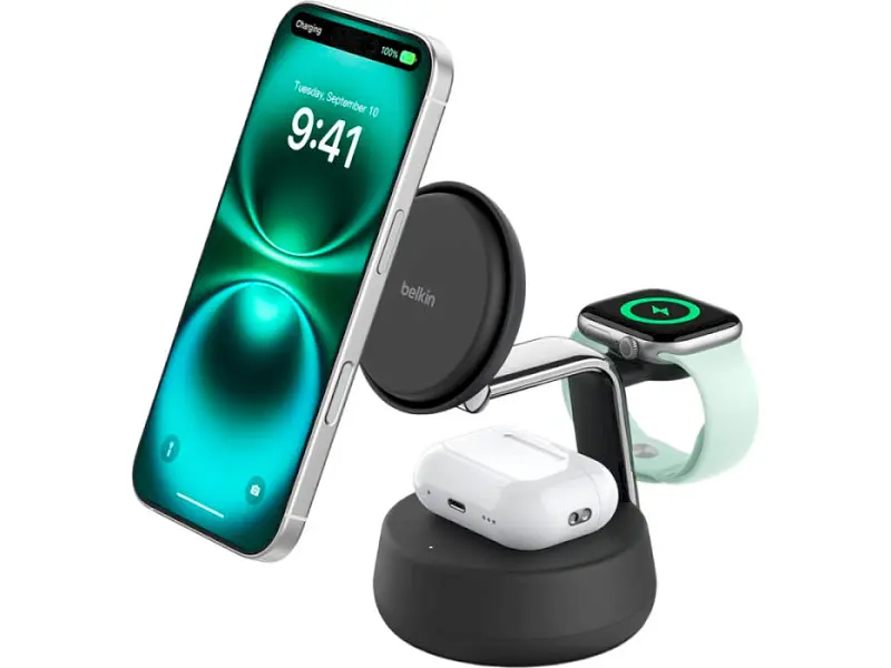 Бездротовий зарядний пристрій Belkin UltraCharge Pro 3-in-1 Magnetic 25 W Charcoal (WIZ040KQCH) - фото 2