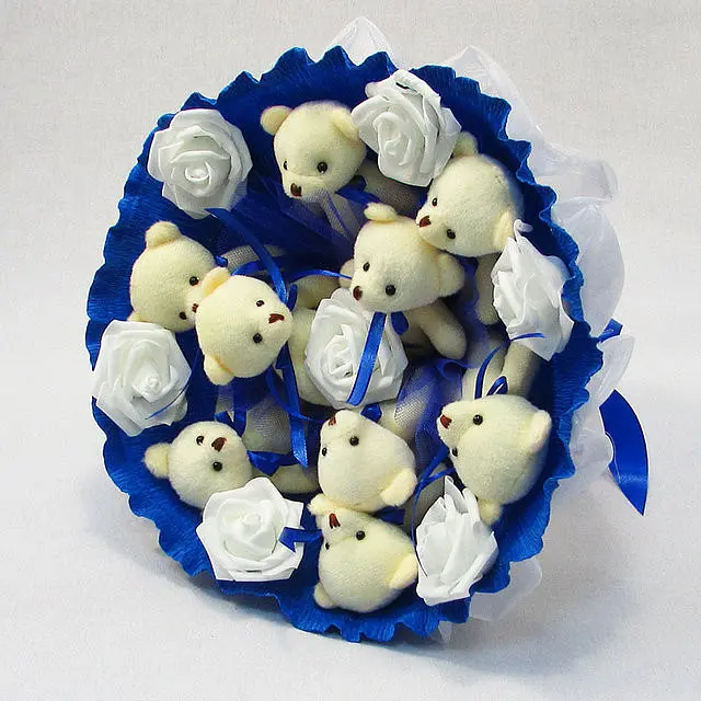 Букет из мягких игрушек 9 мишек 5339IT синий - фото 2