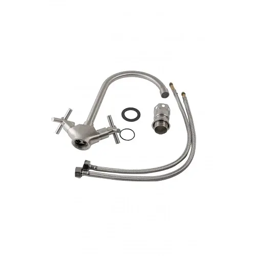 Змішувач кухонний Platinum 48 REY (8635) на кран-буксах поворотний двохвентильний з нержавіючої сталі - фото 3