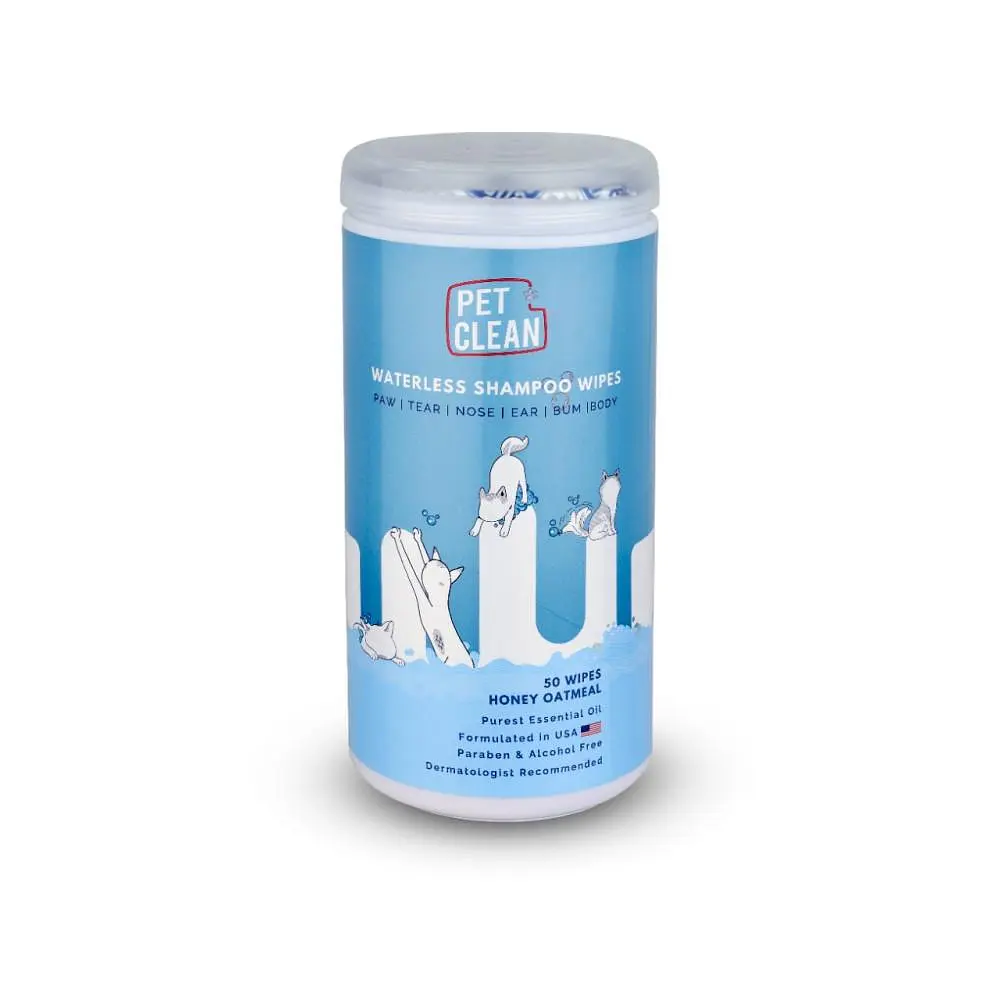 Вологі серветки Pet Clean PET WATERLESS SHAMPOO WIPES для тварин із медово-овсяним ароматом 50 шт. (арт.CCPS50)