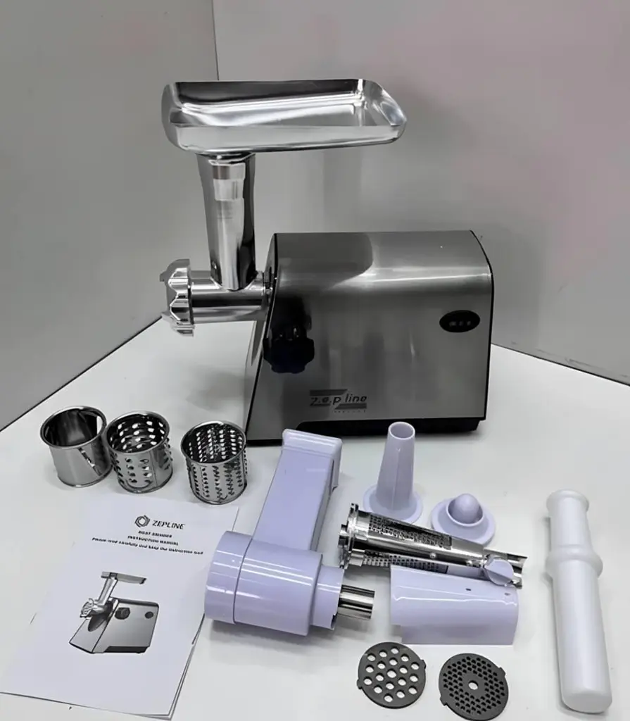 Багатофункціональна електрична м'ясорубка Zepline ZP-00207 4000W, кухонний комбайн 3в1 з насадками для шатківниці - фото 6