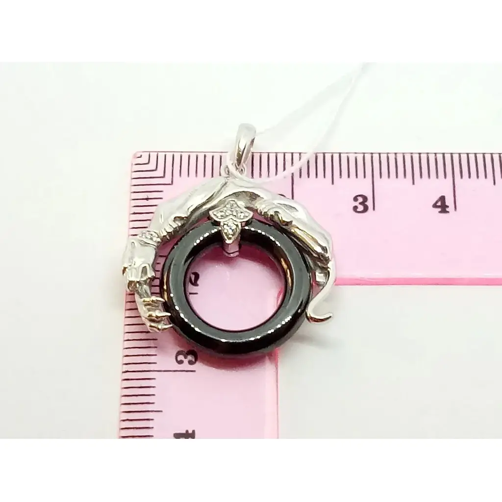 Срібна підвіска Харківська ювелірна фабрика з керамікою і фіанітами. 500374-КРЧ - фото 4