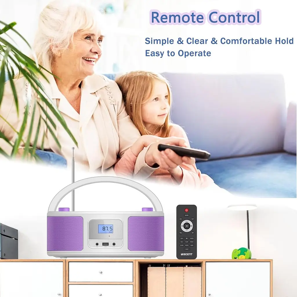 Дитячий портативний CD-плеєр WISCENT з Bluetooth, FM, USB та навушниками - фото 3