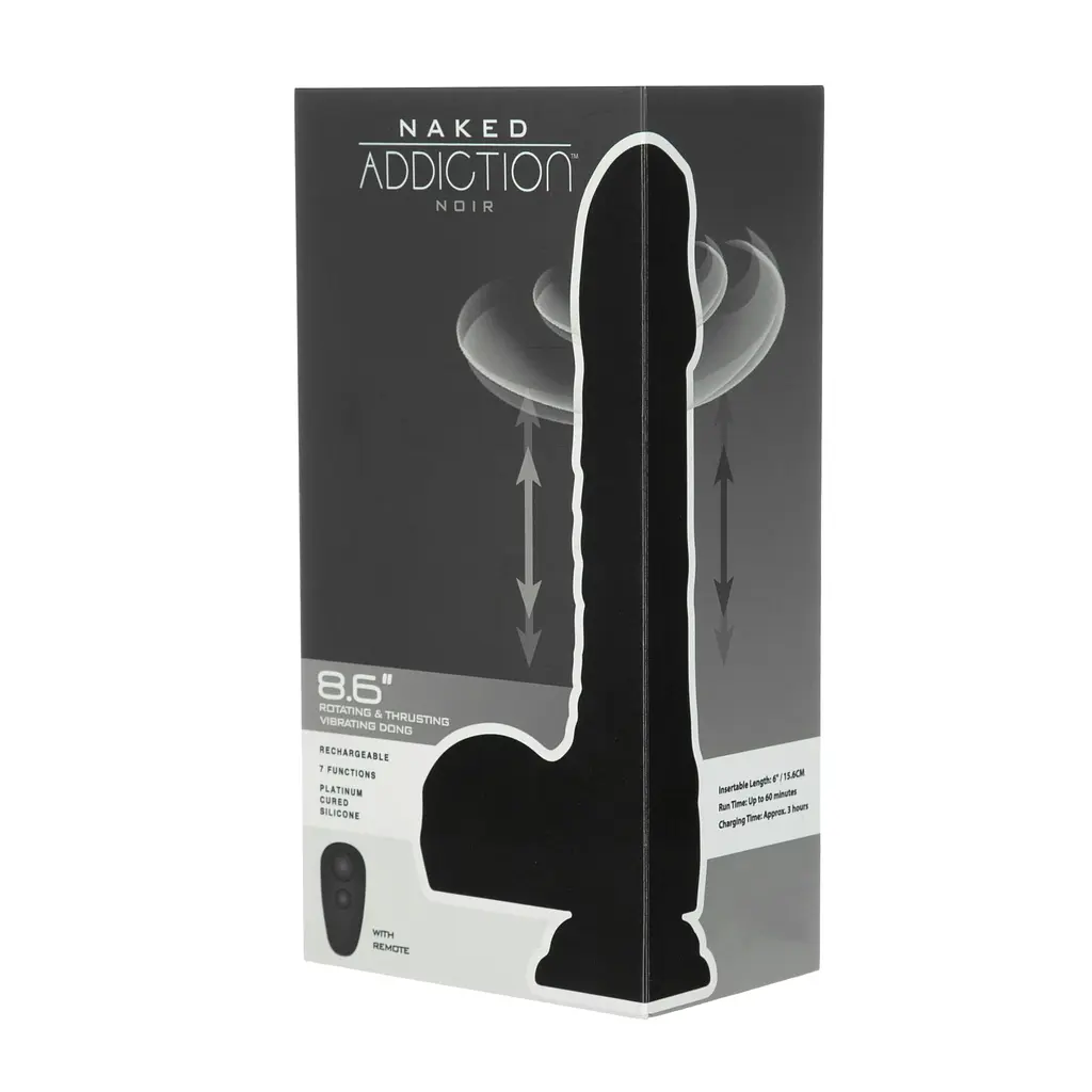 Вібратор Addiction Naked 8.6” Silicone Rotating Thrusting Vibrating Dildo з поштовхами та обертанням, 21.8 см чорний - фото 9