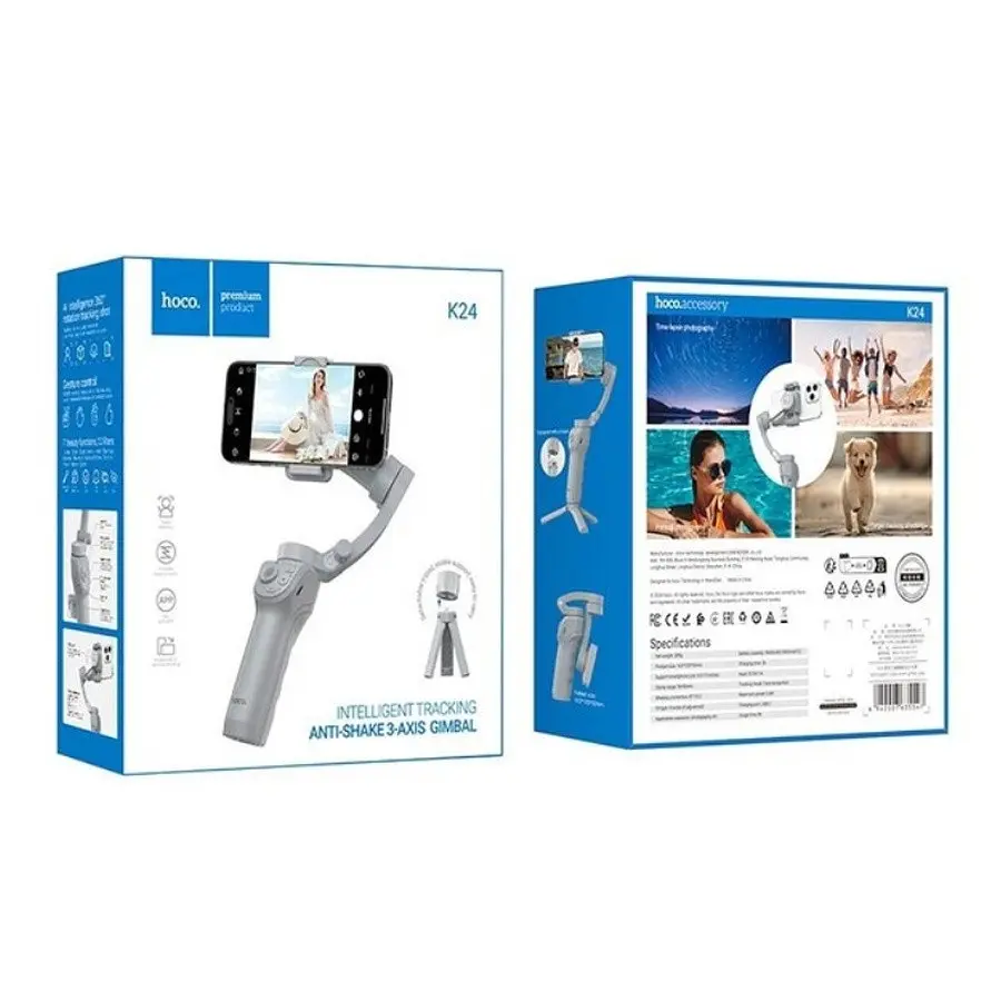 Триосьовий стабілізатор HOCO K24 Support 3-axis smart gimbal сірий - фото 2