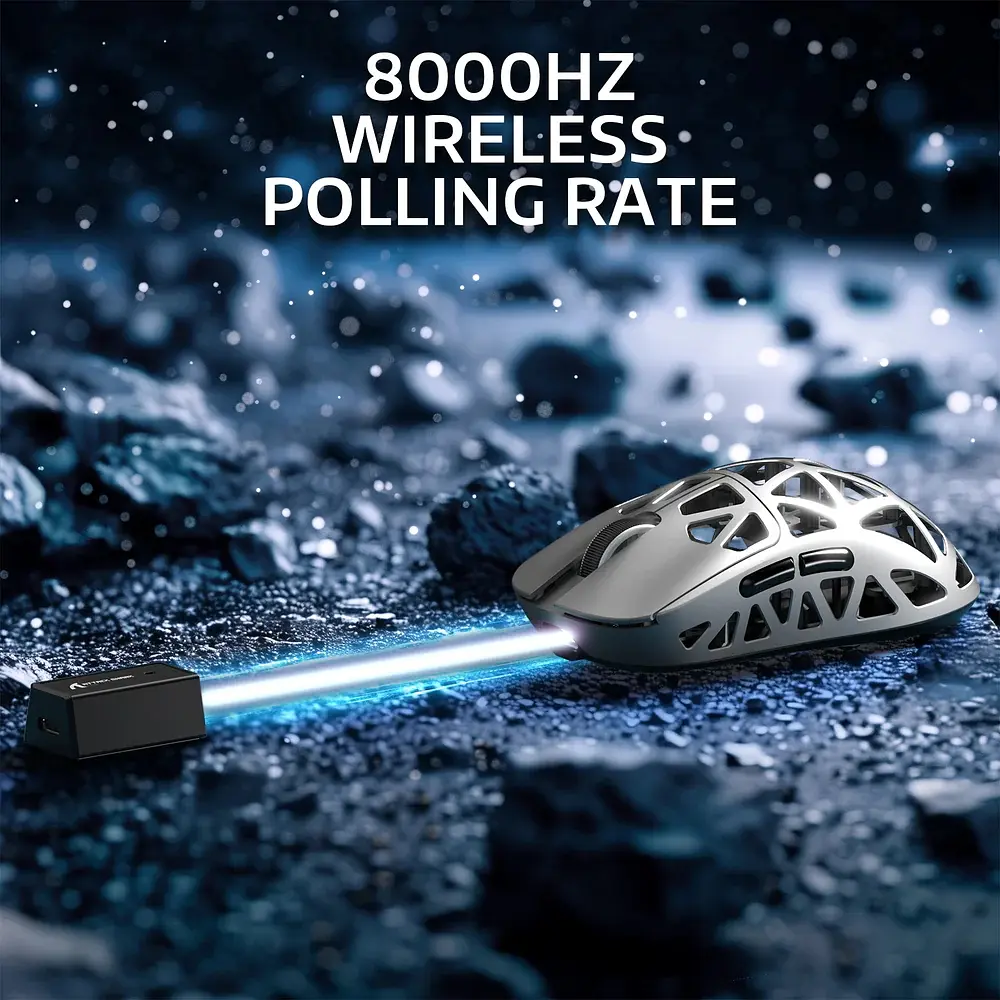 Мишка Attack Shark R2, Wireless/Bluetooth, 42000dpi. (PAW3950), 6кн., Silver gray - фото 9