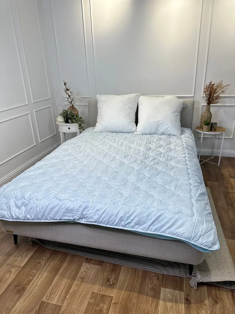 Ковдра євро подвійна 4 сезони з холлофайбера Arda 21557 195х215 см блакитна - фото 7