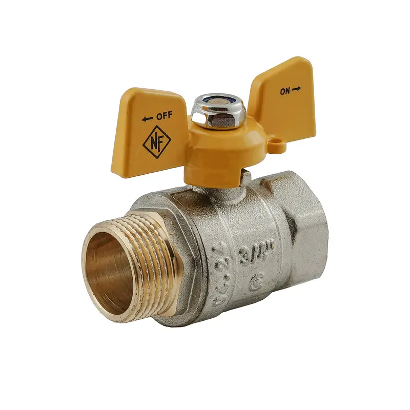 Кран кульовий Nolf Classic NFC.722-08-3/4" FM ГШМ Yellow, ручка "метелик" жовта NF3130 - фото 2