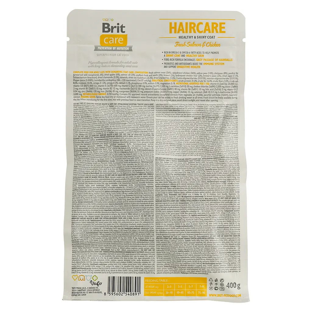 Сухий корм для котів Brit Care Cat GF Haircare Healthy&Shiny Coat догляд за шкірою та шерстю з лососем та куркою 0.4 кг - фото 4