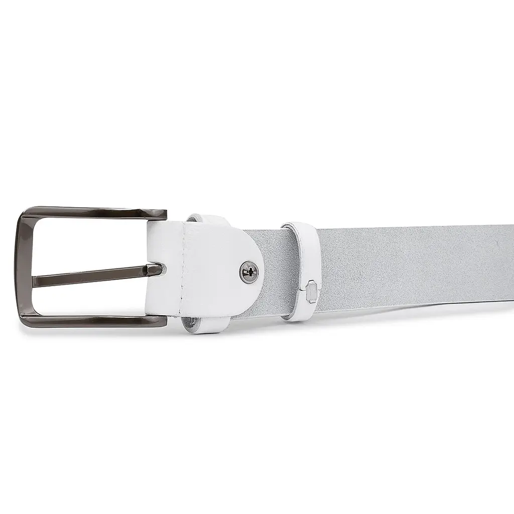 Шкіряний ремінь унісекс 20724 Vintage білий 119 см - фото 4