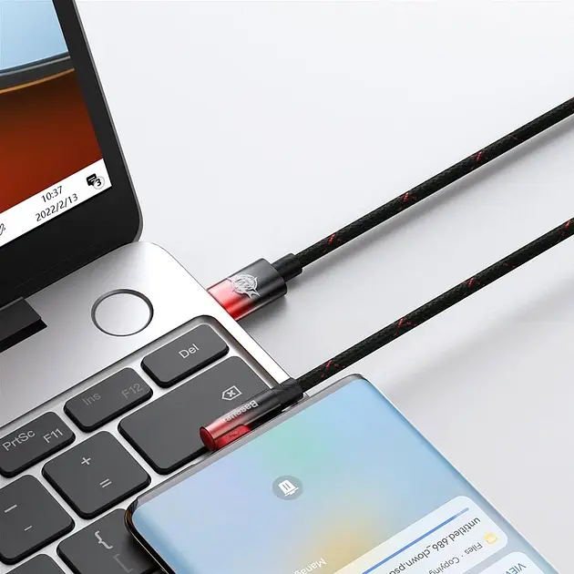 Кабель Baseus MVP 2 Elbow-shaped Fast Charging Data Cable Type-C to Type-C 100W 1m CAVP000620 Black-Red - фото 5