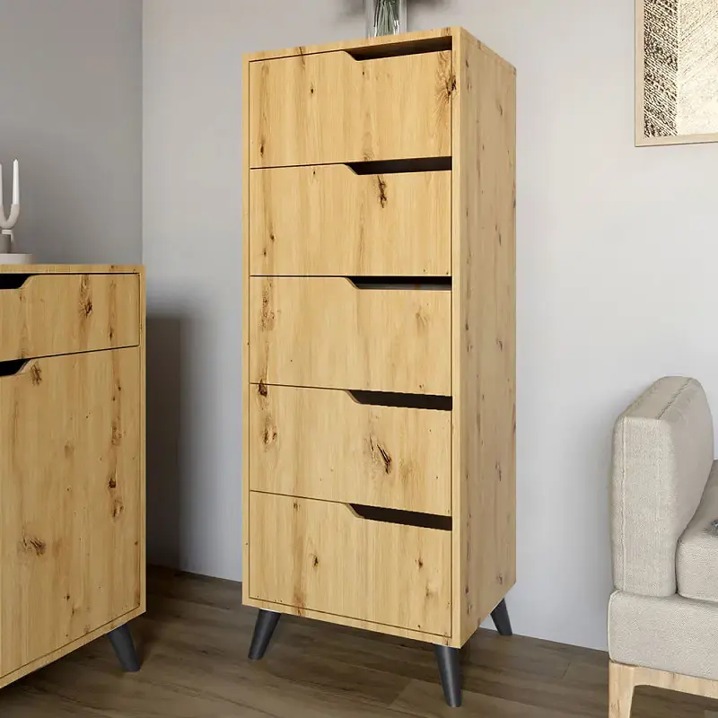 Комплект меблів для вітальні М-ЗОН Борн Дуб Артизан 5 предметів з чорними ніжками (MZN-031072) - фото 5