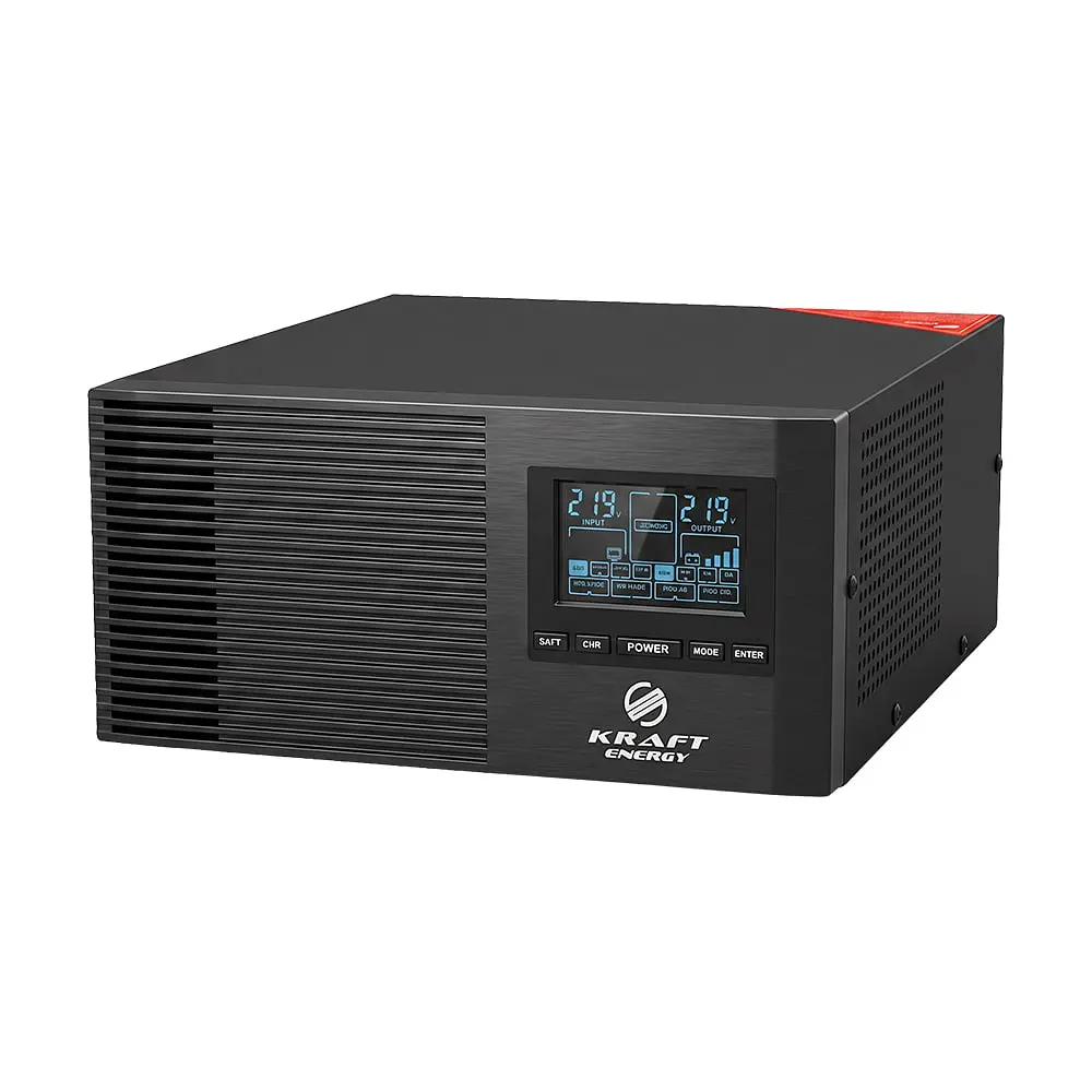 Інвертор Kraft KRF-AVR1200VA/1КW-12V з правильною синусоїдою під зовнішній акумулятор (42-00093)