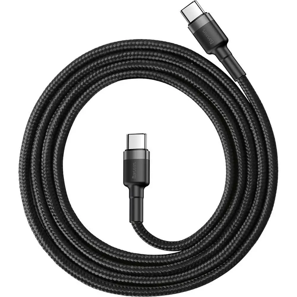 Кабель Baseus Cafule Type-C to Type-C PD 2.0 60W (1m) gray/black (CATKLF-GG1) - фото 2
