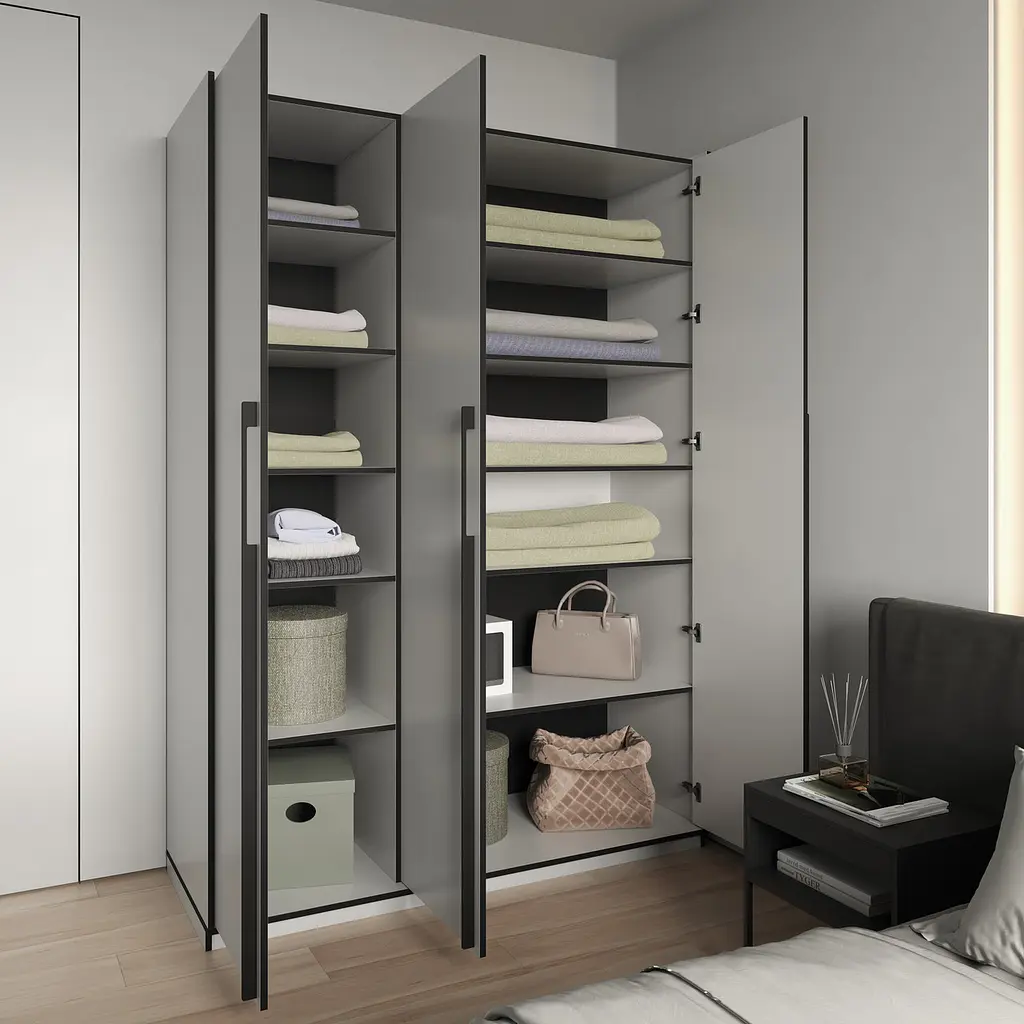 Шафа для одягу Flamecame у спальню з поличками на 3 двері FR-15 Кверкус - фото 2