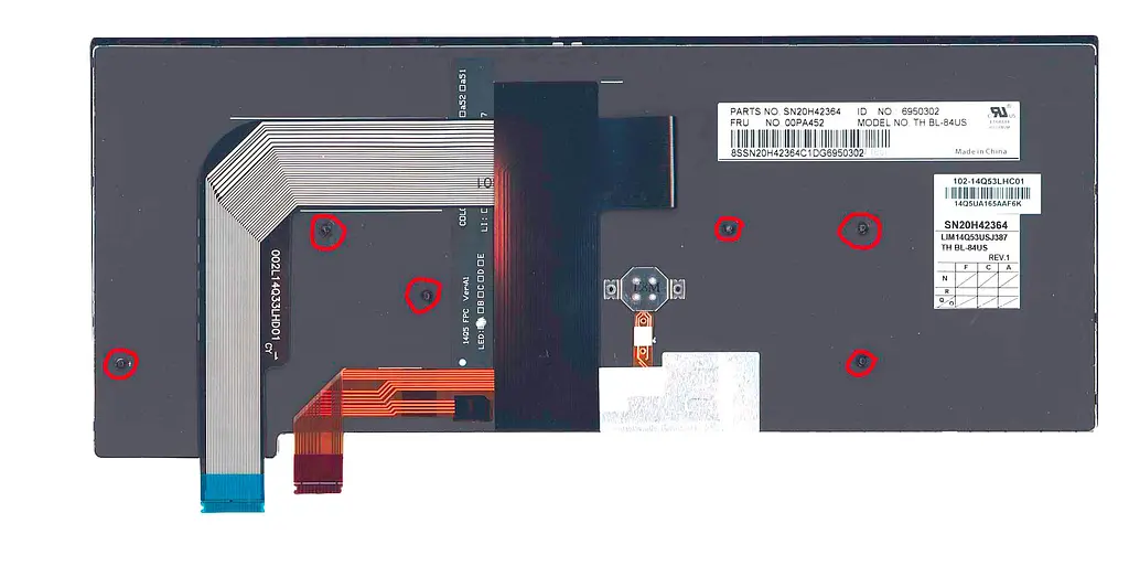 Клавіатура для ноутбука Lenovo Thinkpad T460S, з вказівником (Point Stick), короткий шлейф (Short Trail), чорна, (без рамки) - фото 2