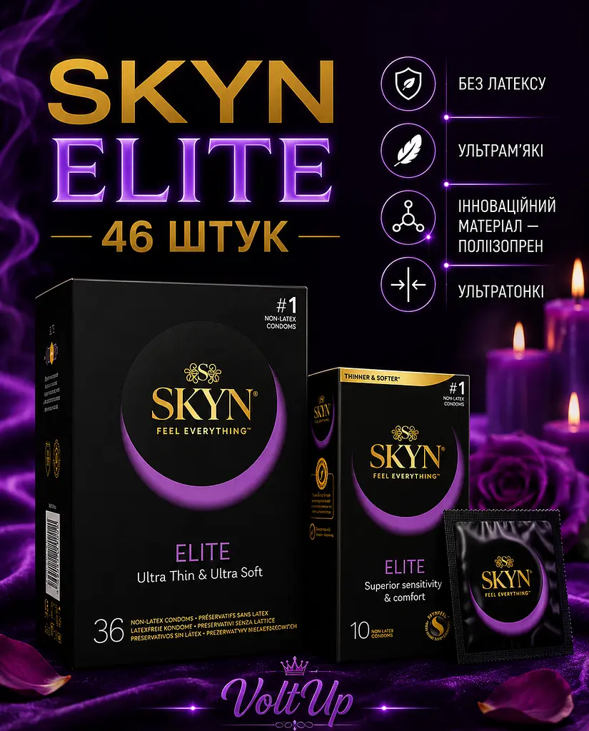 Презервативи Skyn Elite безлатексні 46 шт — ультратонкі поліізопренові презервативи з максимальними відчуттями - фото 2