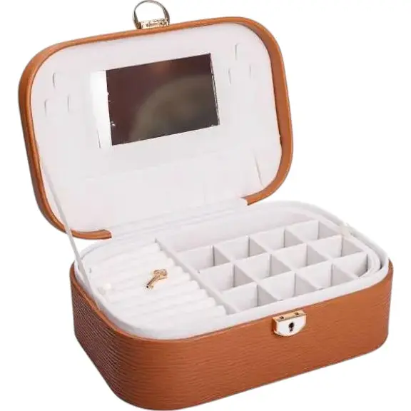 Скринька-органайзер для прикрас Yiwu із замком 26х18х9.5 см теракот HP-5-1BR - фото 2
