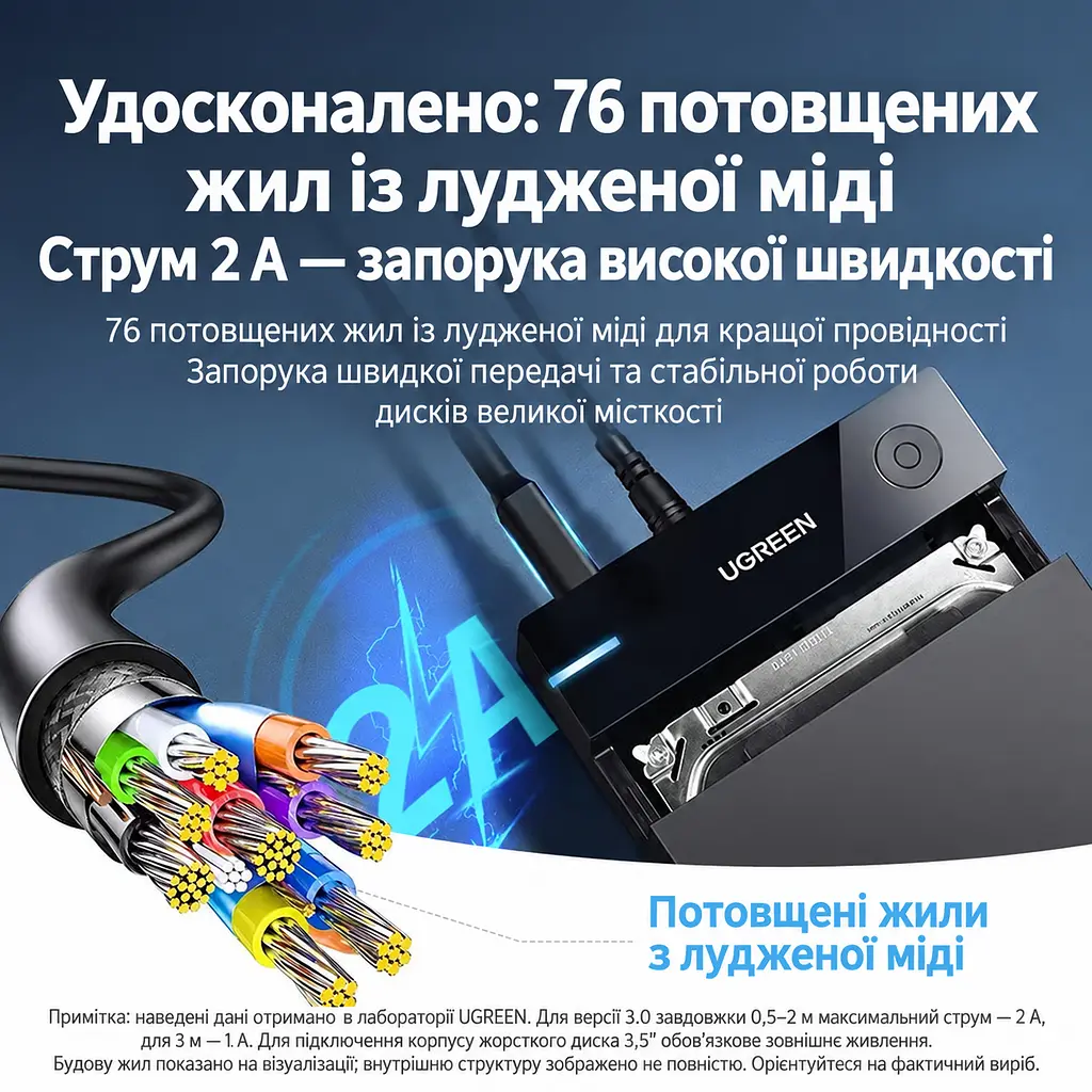 Кабель UGREEN US210 USB 3.0 Type-A - Type-B 1 м чорний (30753) - фото 6