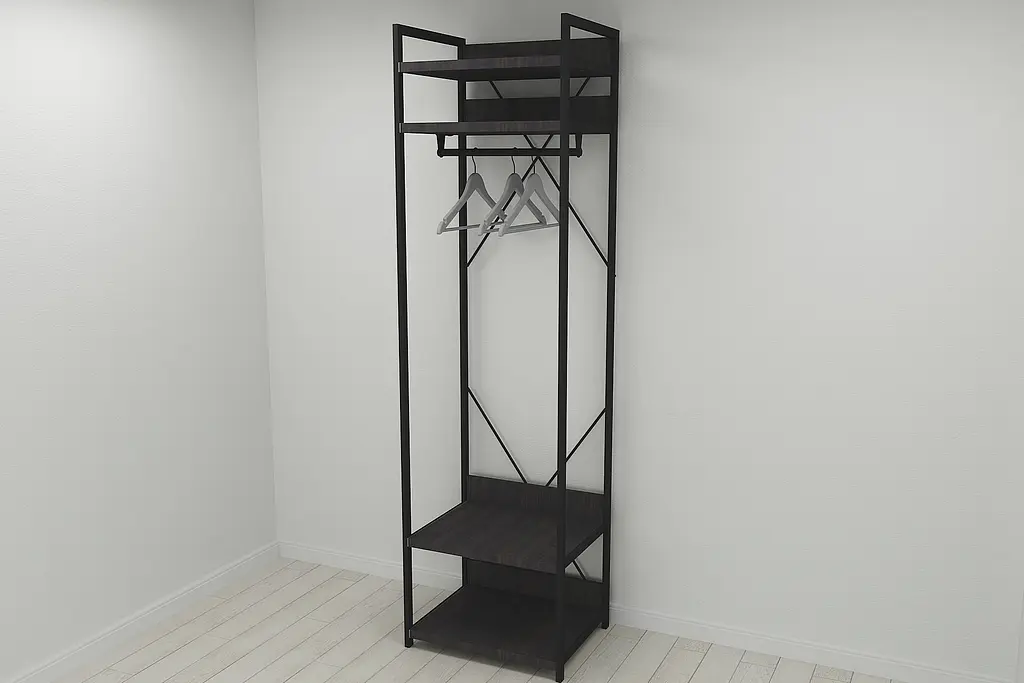 Шафа Гардероб Уні секція 2 серії Конект Ferrum-decor 220x60x50см Чорний метал ДСП Венге Магія 32 мм (FRD-104536) - фото 5