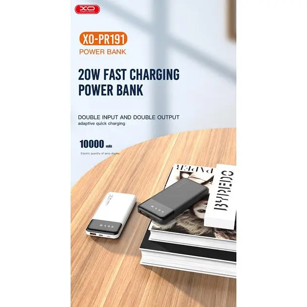 Портативная батарея - внешний аккумулятор XO PR191 10000mAh 20W fast charging черная - фото 2