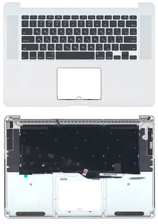 Клавіатура для ноутбука Apple MacBook Pro (A1398) Black, (Silver TopCase), RU (горизонтальний ентер) - фото 3