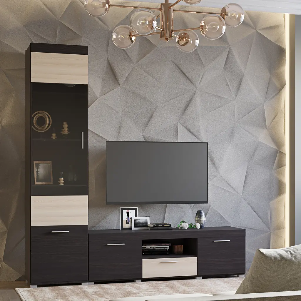 Стінка модульна у вітальню Еверест Британія комплект 6 Венге/Дуб молочний (DTM-2502) - фото 2