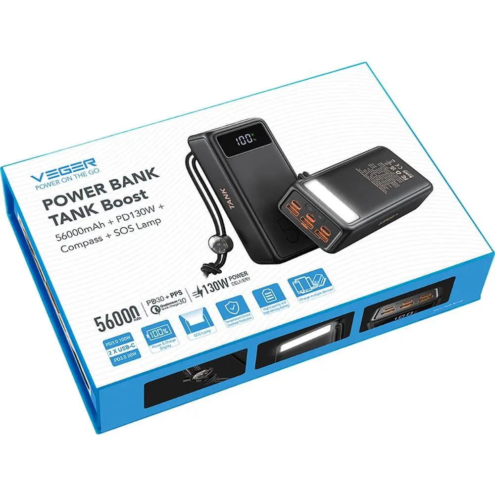 Павербанк Veger Black 56 000 mAh / 130 Вт (W5001C.black) - фото 4