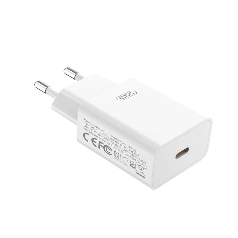 Зарядний комплект XO L126 1USB-C AC110-240V 50/60Hz 0.5A PD/QC 20W 5V/3A 9V/2.22A 12V/1.67A White (34375_3340091) - фото 4