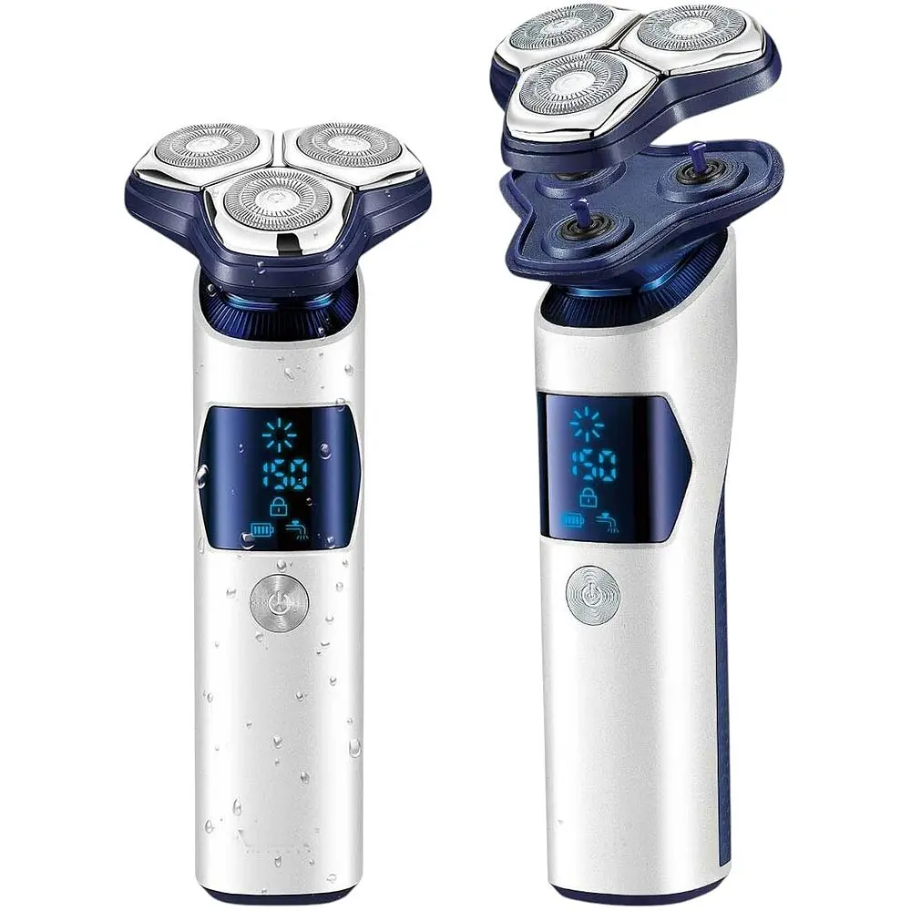 Электробритва для мужчин XPRO V-328 роторная для влажного и сухого бритья с плавающими головками бело-синяя (41882-VGR V-328_533) - фото 3