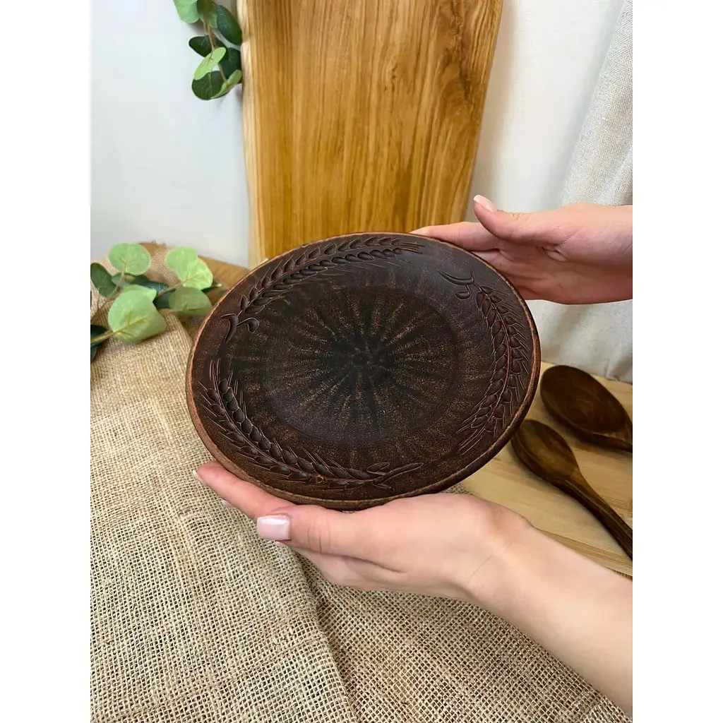 Тарілка 21 см керамічна (глиняна) різьблена Колосок - фото 4