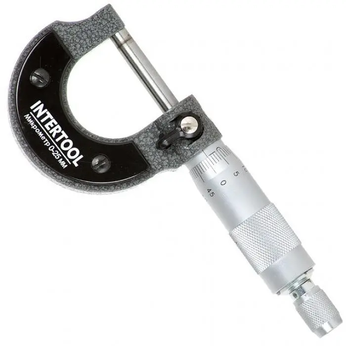Мікрометр ручний INTERTOOL MT-3041 0–25 мм з кейсом і ключем, з фіксатором і тріскачкою
