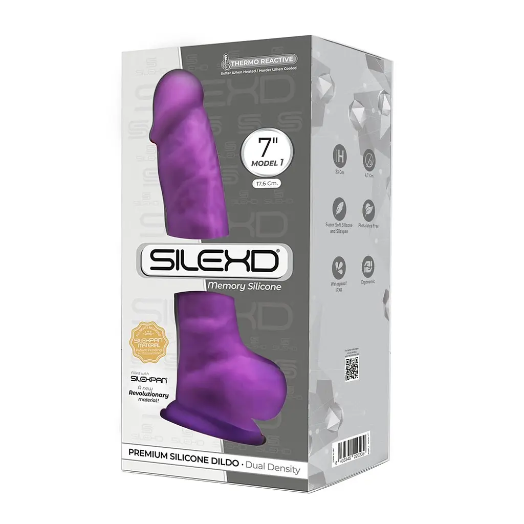 Фалоімітатор SilexD Johnny Purple (MODEL 1 size 7in), двошаровий, силікон + Silexpan, діаметр 3,8 см - фото 2