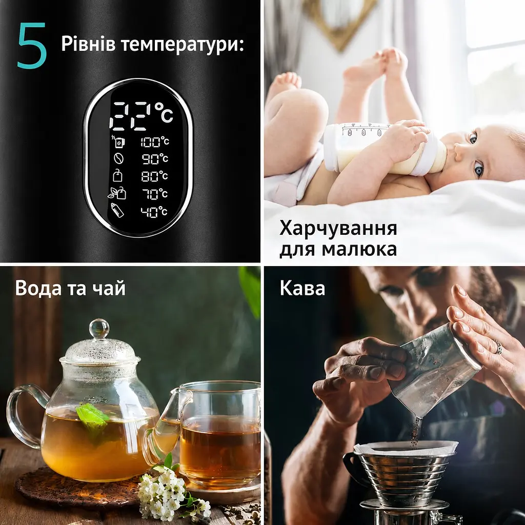 Чайник з налаштуванням температури ADE KG 2100-2 чорний - фото 7