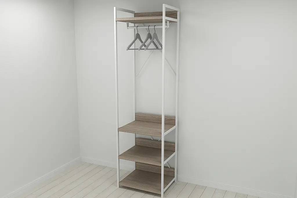 Шафа Гардероб Уні секція 3 серії Коннект Ferrum-decor 220x60x50см Білий метал ДСП Дуб Сонома Трюфель 32 мм (FRD-104534) - фото 5