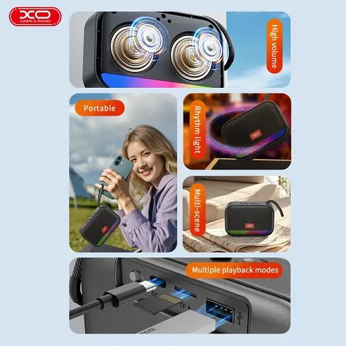 Акустична система XO F66 Illuminated Small Portable Speaker Чорна - фото 5