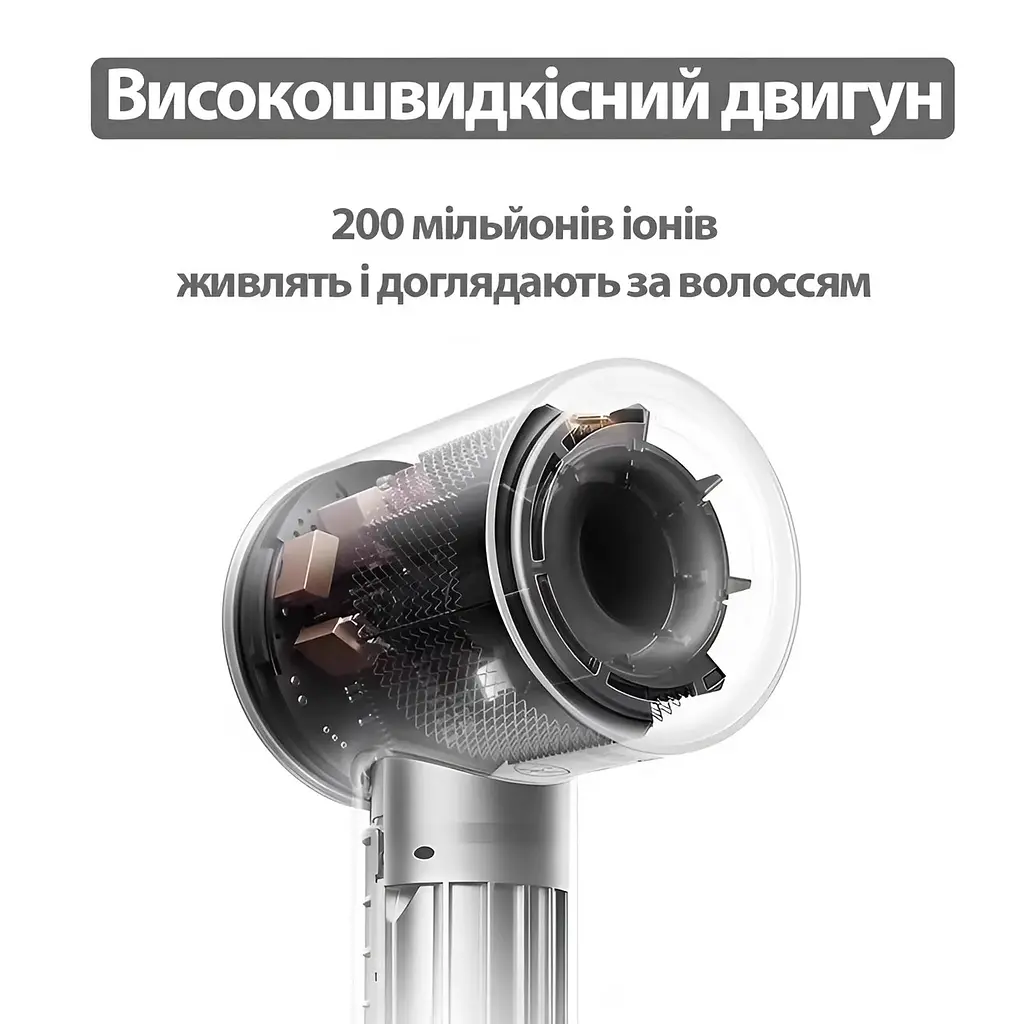 Високошвидкісний фен UFT Hairdryer із безщітковим мотором та іонною технологією і 5 насадками  - фото 4