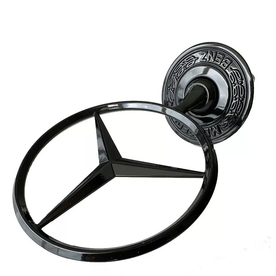 Емблема приціл на капот Mercedes-Benz-Benz Чорний матовий+напис W124 (РЕСТАЙЛ) W210 W202 W203 W204 W221 W211 W212 W222 метал (Завод) OEM a2108800186 - фото 3