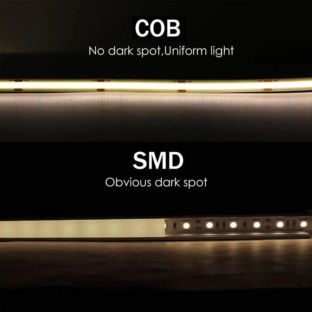 Белые светодиодные ленты COB, 16,4 фута, 4000K, яркий натуральный белый цвет, 12 В, 1600 светодиодов, CRI90 - фото 5