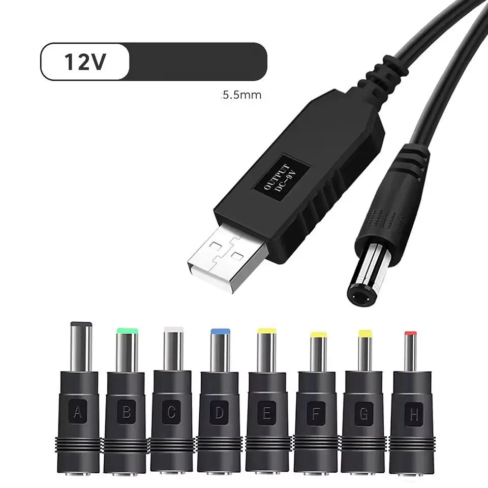 Кабель USB-DC на 12V для живлення роутера від павербанка + 8 адаптерів під різні роз'єми живлення - фото 2