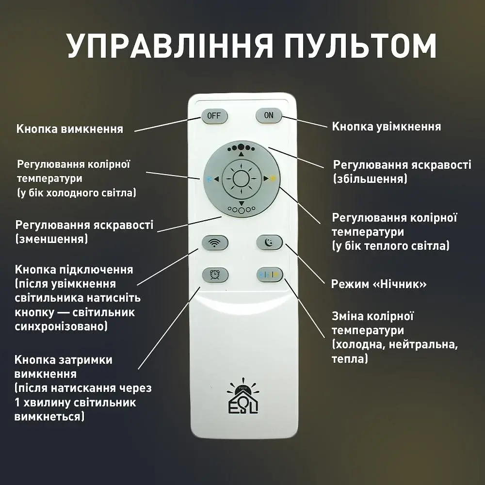 Керована світлодіодна люстра LINE 4L RC 70 Вт 850x850x90 мм Чорна ESLLSE - фото 8