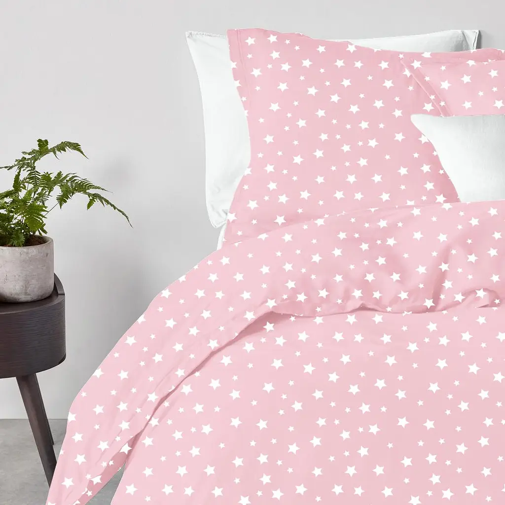 Комплект постільної білизни Cosas євро з простирадлом на резинці ROSE STARFALL 200 x 220 см (StarfallRose_El-White_200) - фото 2