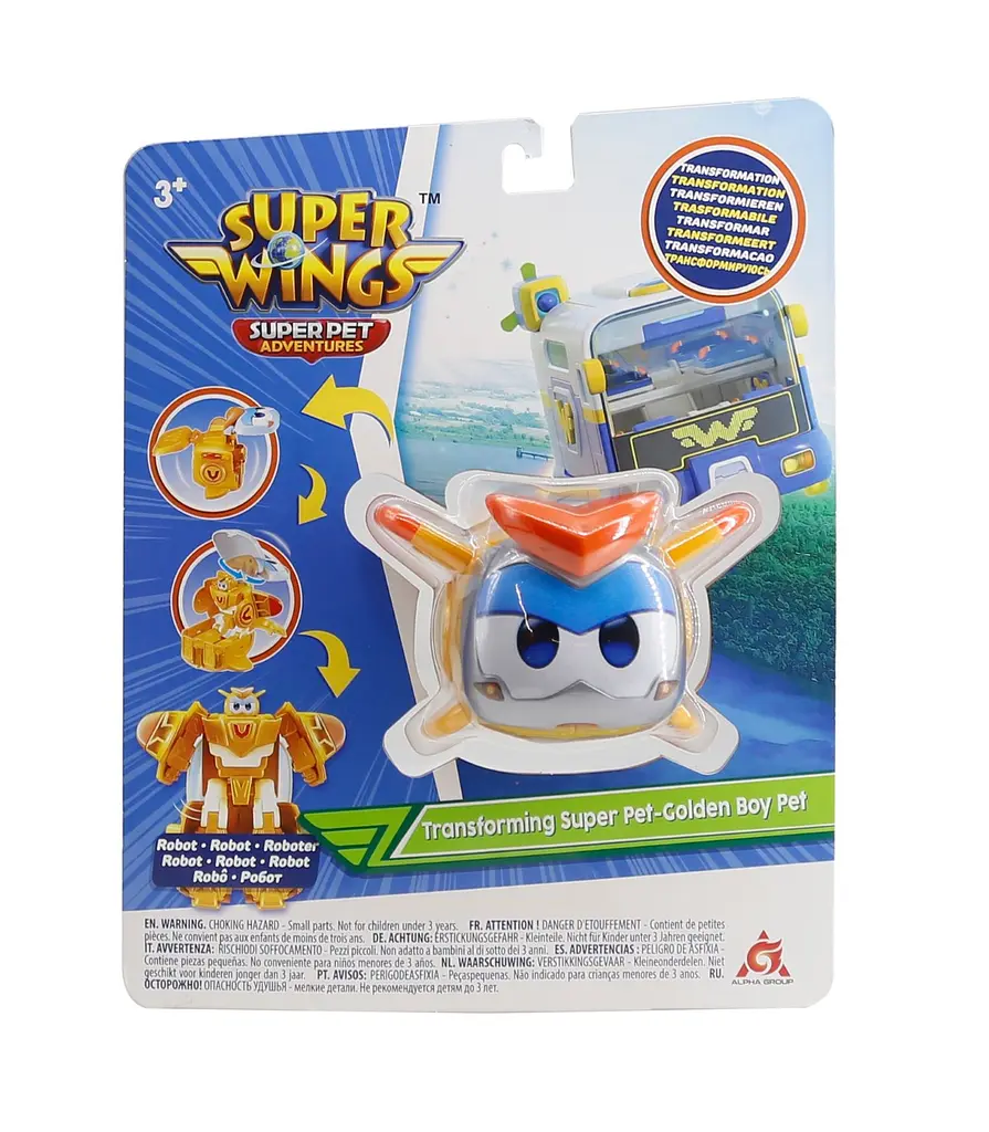 Игровая фигурка-трансформер Super Wings Transforming Super Pet Золотой Мальчик любимец Golden Boy det0018357 - фото 7