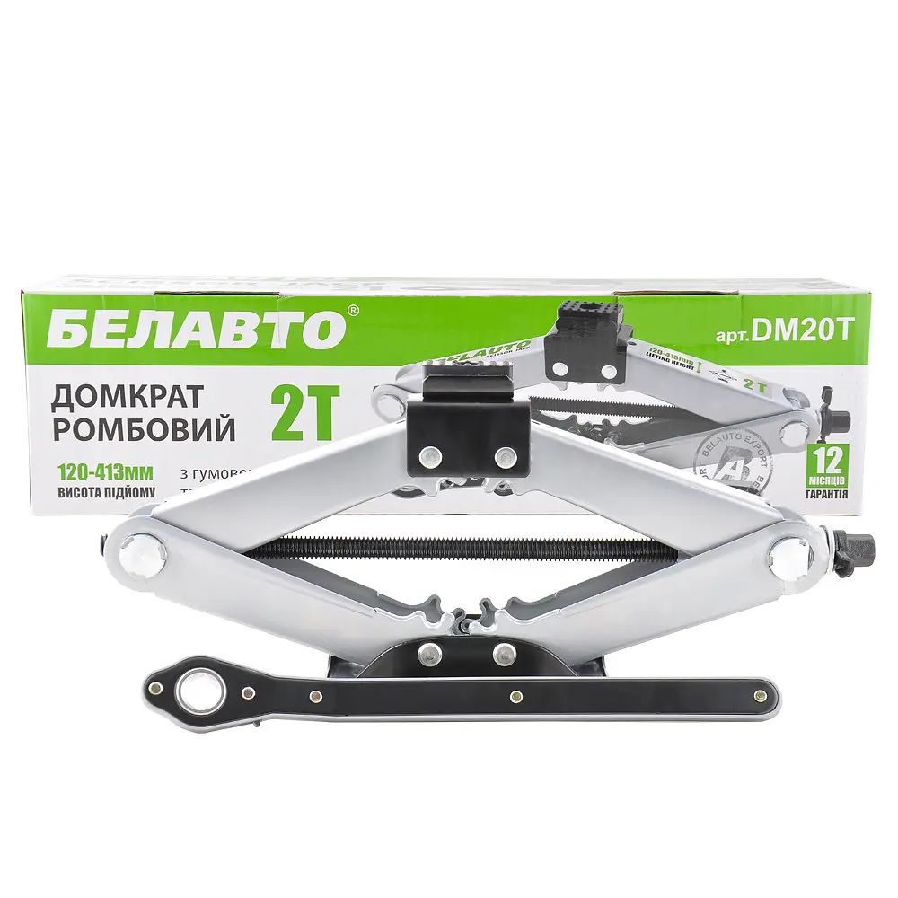 Домкрат ромбовий Belauto 2 т з трещіткою гумова подушка 120-413 мм (DM20T) - фото 2