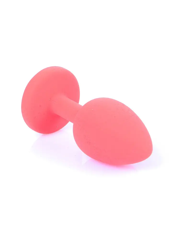 Анальна пробка із кристалом B-Series Silikon Plug Jewellery Red Small, 7х2.7 см, червоний з синім - фото 3