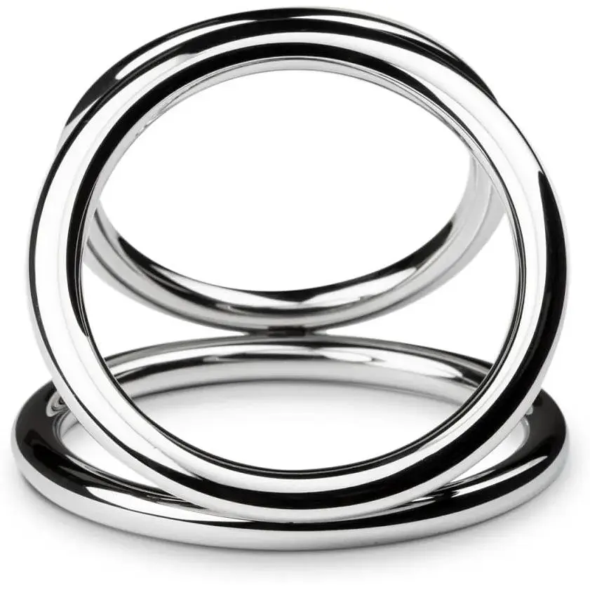 Тройное эрекционное кольцо Sinner Gear Unbendable - Triad Chamber Metal Cock and Ball Ring - Large - фото 3