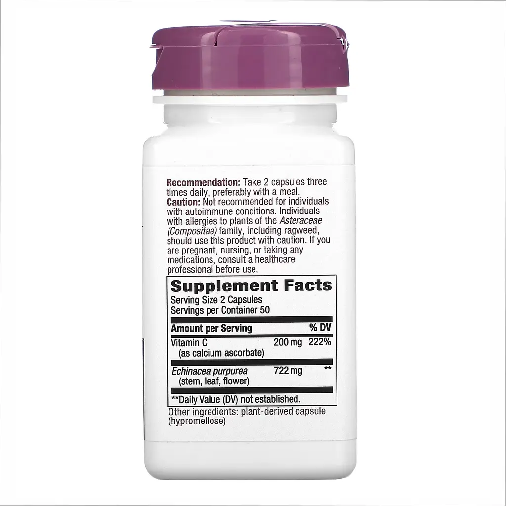Ехінацея з вітаміном С, Echinacea & Vitamin C - 100 вег. капсул - фото 2